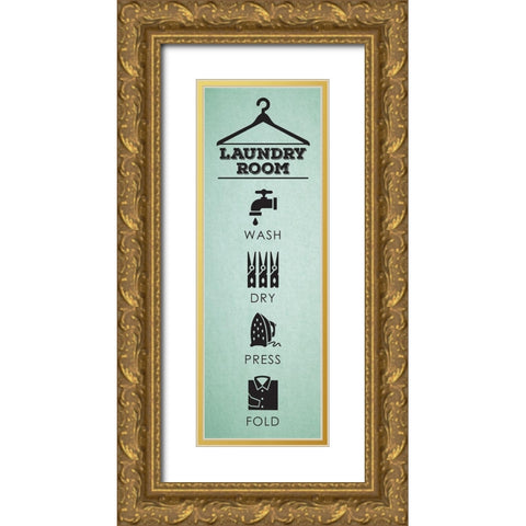 Laundry_mint Gold Ornate Wood Framed Art Print with Double Matting by Hogan, Melody