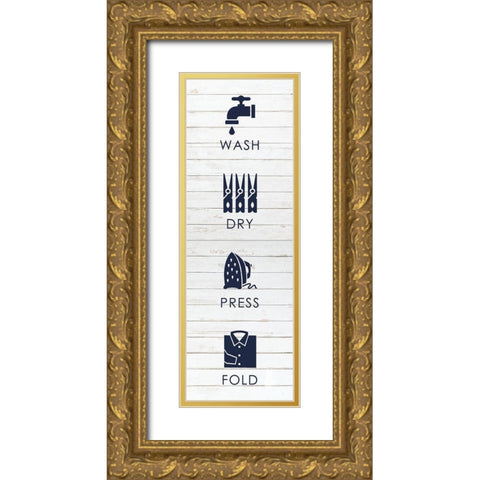 Laundry White Wood Gold Ornate Wood Framed Art Print with Double Matting by Hogan, Melody