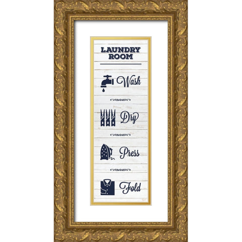 Laundry White Wood 2 Gold Ornate Wood Framed Art Print with Double Matting by Hogan, Melody