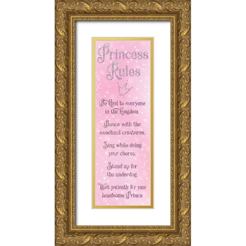 Princess Rules 3 Gold Ornate Wood Framed Art Print with Double Matting by Hogan, Melody