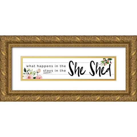 She Shet 3 Gold Ornate Wood Framed Art Print with Double Matting by Hogan, Melody
