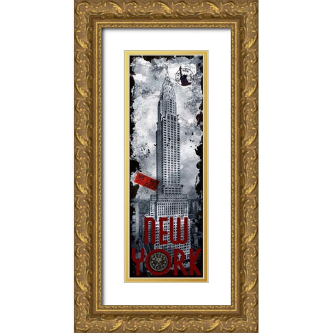 NYC Chrysler Building Gold Ornate Wood Framed Art Print with Double Matting by Hogan, Melody