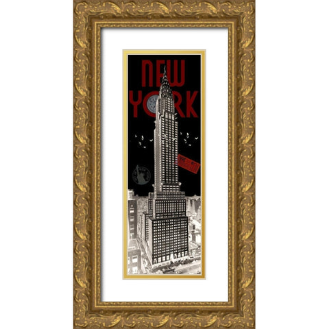 NYC Chrysler Building Inverse Gold Ornate Wood Framed Art Print with Double Matting by Hogan, Melody