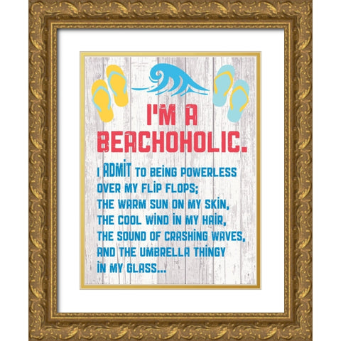 Beachoholic 4 Gold Ornate Wood Framed Art Print with Double Matting by Hogan, Melody