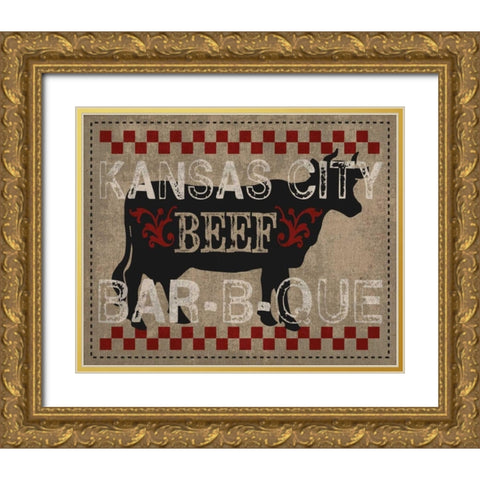 Kansas City BBQ Gold Ornate Wood Framed Art Print with Double Matting by Hogan, Melody