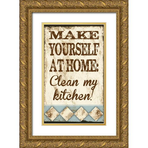 Clean My Kitchen Gold Ornate Wood Framed Art Print with Double Matting by Hogan, Melody