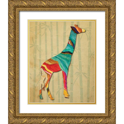 Safari Stripes 1 Gold Ornate Wood Framed Art Print with Double Matting by Hogan, Melody