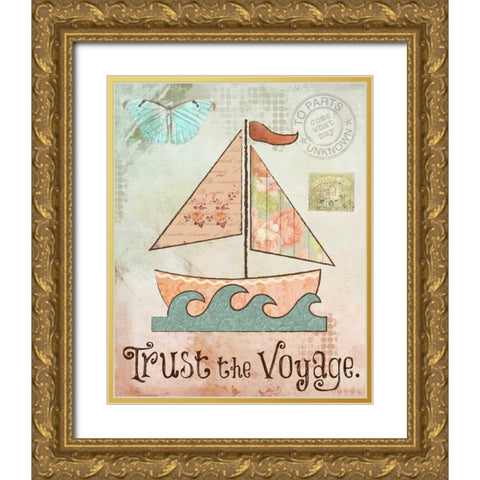 Vintage Sea 1 Gold Ornate Wood Framed Art Print with Double Matting by Hogan, Melody