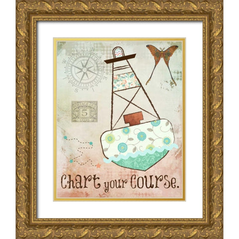 Vintage Sea 2 Gold Ornate Wood Framed Art Print with Double Matting by Hogan, Melody