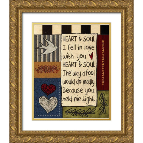 Primitive Collage 1 Gold Ornate Wood Framed Art Print with Double Matting by Hogan, Melody