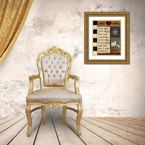 Primitive Collage 2 Gold Ornate Wood Framed Art Print with Double Matting by Hogan, Melody