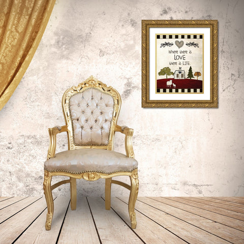 Primitive Countryside 2 Gold Ornate Wood Framed Art Print with Double Matting by Hogan, Melody