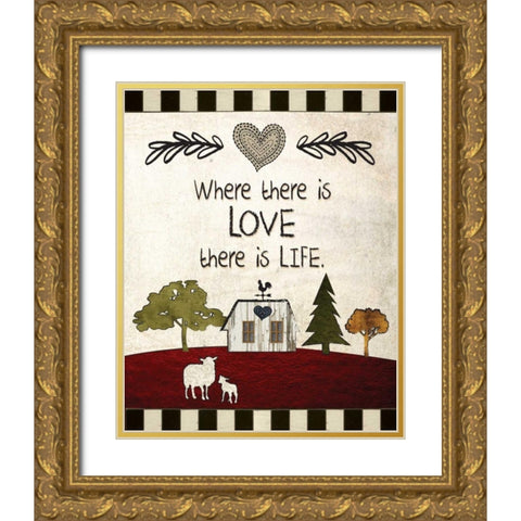 Primitive Countryside 2 Gold Ornate Wood Framed Art Print with Double Matting by Hogan, Melody