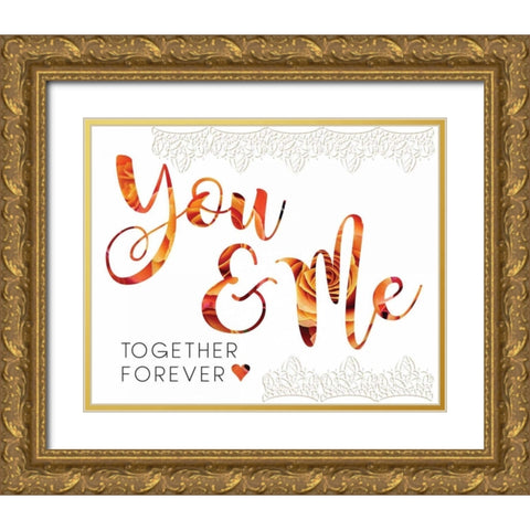 Wedding Typo Lace 4 Gold Ornate Wood Framed Art Print with Double Matting by Hogan, Melody