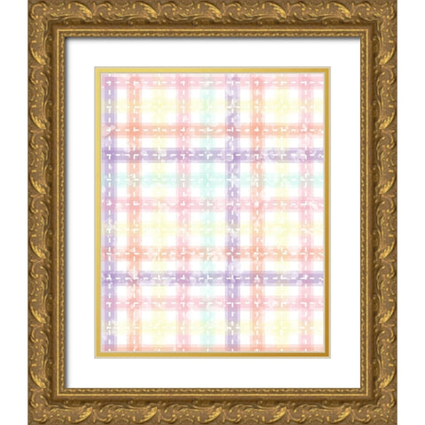 Whimsical Plaid Gold Ornate Wood Framed Art Print with Double Matting by Hogan, Melody