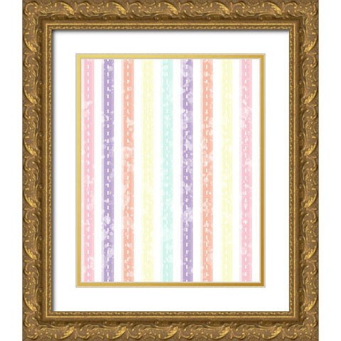 Whimsical Stripe Gold Ornate Wood Framed Art Print with Double Matting by Hogan, Melody