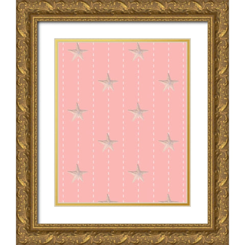 Whimsical Starfish Stitch Gold Ornate Wood Framed Art Print with Double Matting by Hogan, Melody