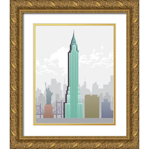 Deco World Landmarks 1 Gold Ornate Wood Framed Art Print with Double Matting by Hogan, Melody