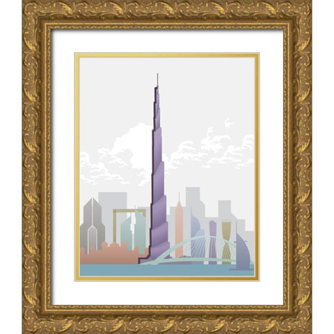 Deco World Landmarks 4 Gold Ornate Wood Framed Art Print with Double Matting by Hogan, Melody