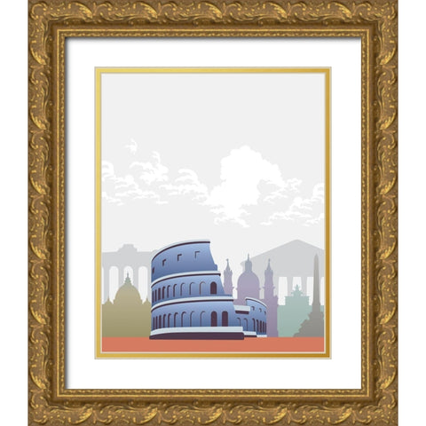 Deco World Landmarks 5 Gold Ornate Wood Framed Art Print with Double Matting by Hogan, Melody