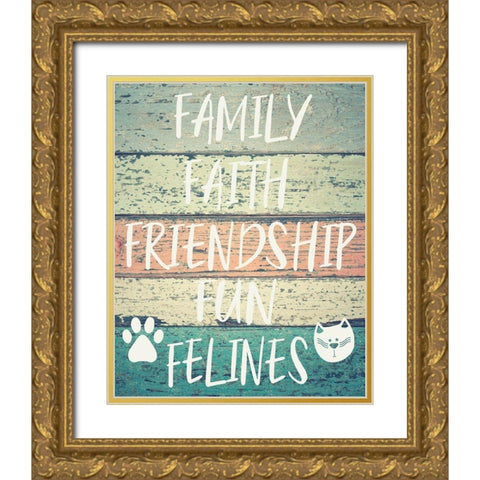 Fun Felines Gold Ornate Wood Framed Art Print with Double Matting by Hogan, Melody