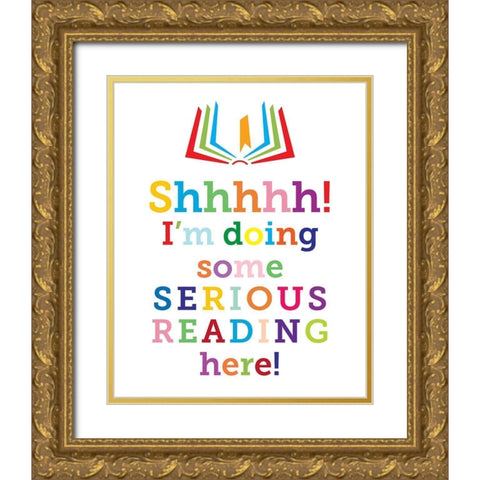 Serious Reading 1 Gold Ornate Wood Framed Art Print with Double Matting by Hogan, Melody