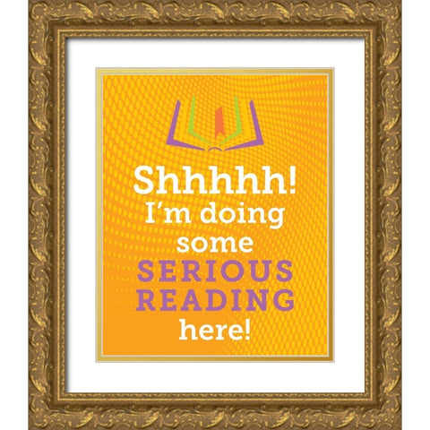 Serious Reading 3 Gold Ornate Wood Framed Art Print with Double Matting by Hogan, Melody