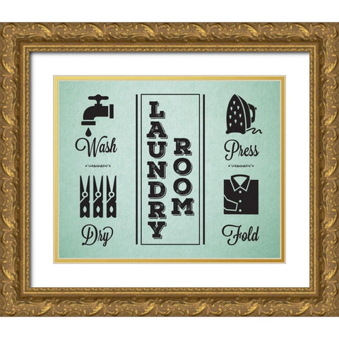 Laundry Mint 4 Gold Ornate Wood Framed Art Print with Double Matting by Hogan, Melody