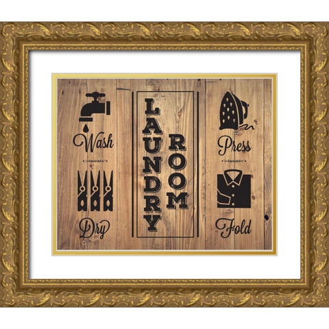 Laundry Natural 4 Gold Ornate Wood Framed Art Print with Double Matting by Hogan, Melody