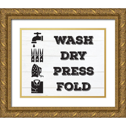 Laundry Shiplap 2 Gold Ornate Wood Framed Art Print with Double Matting by Hogan, Melody