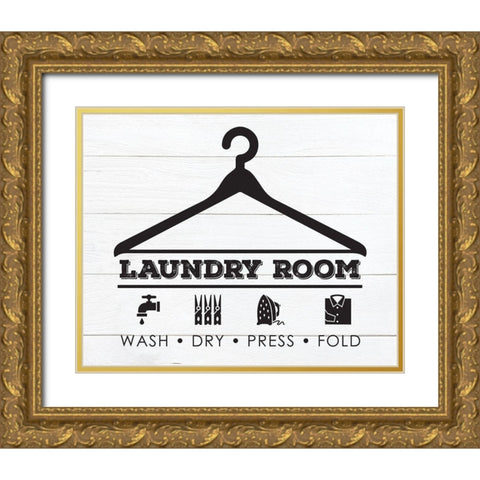 Laundry Shiplap 3 Gold Ornate Wood Framed Art Print with Double Matting by Hogan, Melody