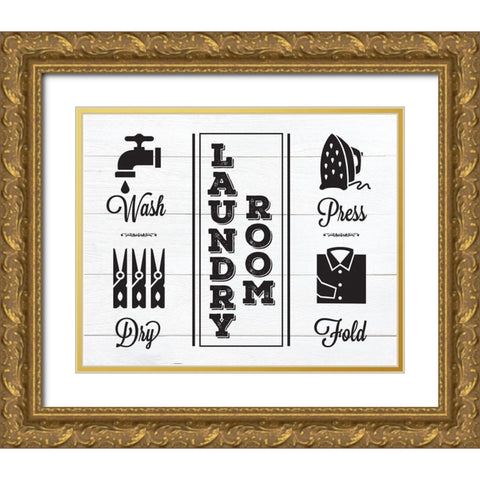Laundry Shiplap 4 Gold Ornate Wood Framed Art Print with Double Matting by Hogan, Melody