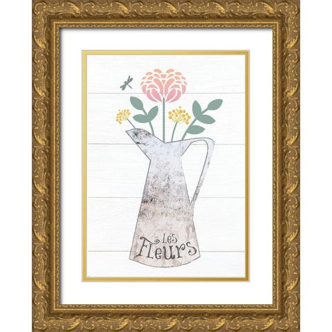 Pitcher Botanicals Pastel 1 Gold Ornate Wood Framed Art Print with Double Matting by Hogan, Melody