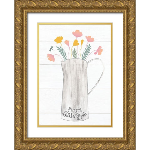 Pitcher Botanicals Pastel 6 Gold Ornate Wood Framed Art Print with Double Matting by Hogan, Melody