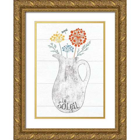 Pitcher Botanicals Primary 3 Gold Ornate Wood Framed Art Print with Double Matting by Hogan, Melody