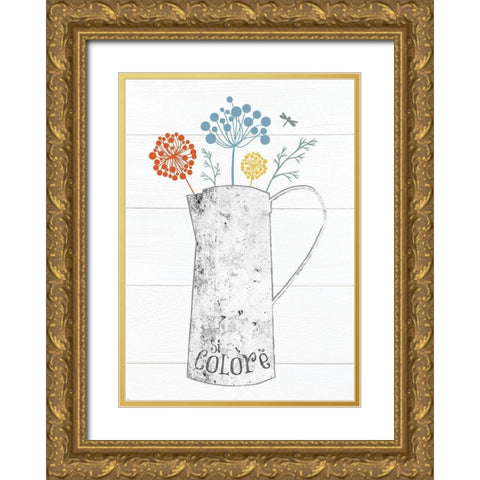 Pitcher Botanicals Primary 4 Gold Ornate Wood Framed Art Print with Double Matting by Hogan, Melody