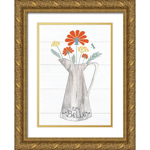 Pitcher Botanicals Primary 5 Gold Ornate Wood Framed Art Print with Double Matting by Hogan, Melody