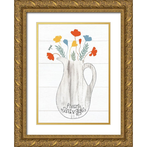 Pitcher Botanicals Primary 6 Gold Ornate Wood Framed Art Print with Double Matting by Hogan, Melody