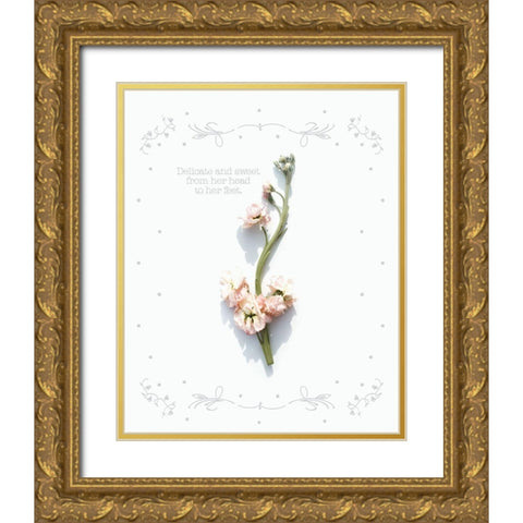 Baby Floral 1 Gold Ornate Wood Framed Art Print with Double Matting by Hogan, Melody