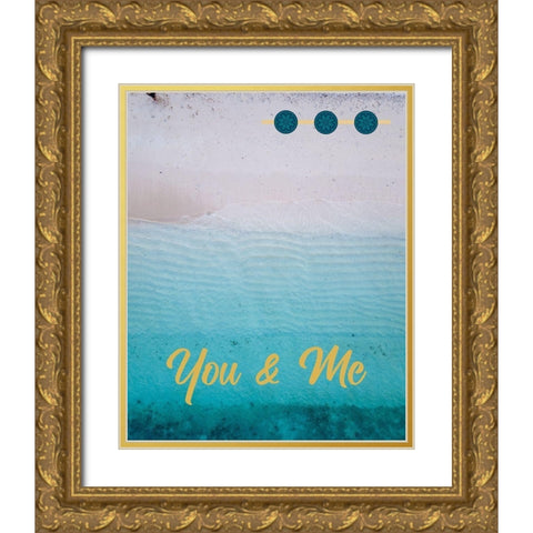By the Sea Saffron Teal 1 Gold Ornate Wood Framed Art Print with Double Matting by Hogan, Melody