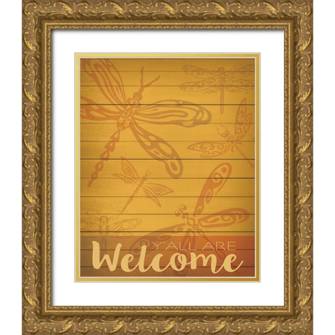 Welcome Summer Flag 3 Gold Ornate Wood Framed Art Print with Double Matting by Hogan, Melody