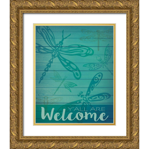 Welcome Summer Flag 1 Gold Ornate Wood Framed Art Print with Double Matting by Hogan, Melody