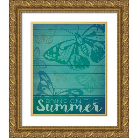 Welcome Summer Flag 2 Gold Ornate Wood Framed Art Print with Double Matting by Hogan, Melody