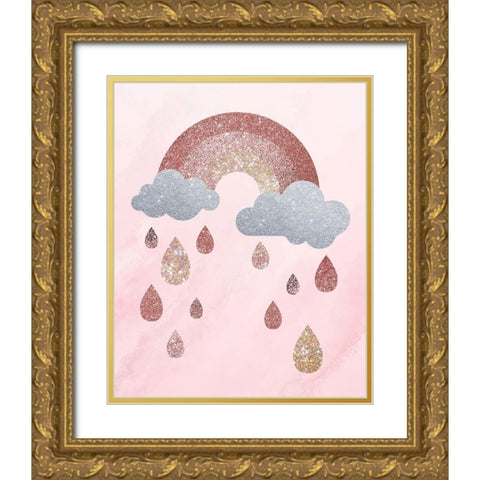 Rose Glitter 2 Gold Ornate Wood Framed Art Print with Double Matting by Hogan, Melody