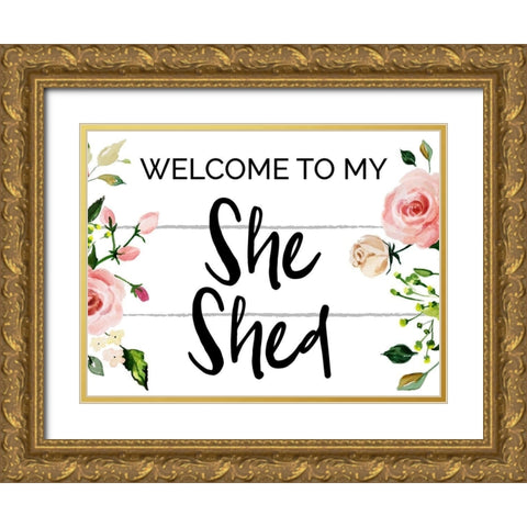 She Shet 1 Gold Ornate Wood Framed Art Print with Double Matting by Hogan, Melody