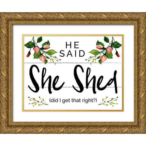 She Shet 2 Gold Ornate Wood Framed Art Print with Double Matting by Hogan, Melody