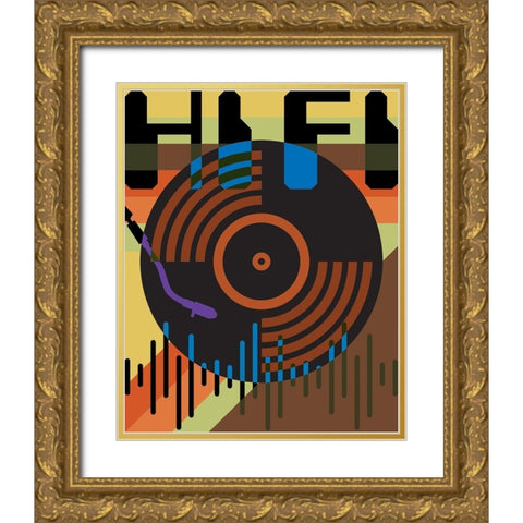 HI FI LO FI 1 Gold Ornate Wood Framed Art Print with Double Matting by Hogan, Melody
