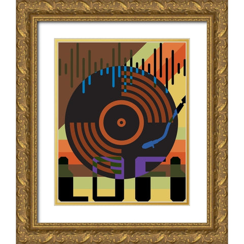 HI FI LO FI 2 Gold Ornate Wood Framed Art Print with Double Matting by Hogan, Melody