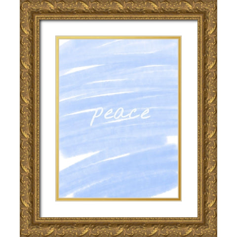 Peace Paint Blue Gold Ornate Wood Framed Art Print with Double Matting by Hogan, Melody