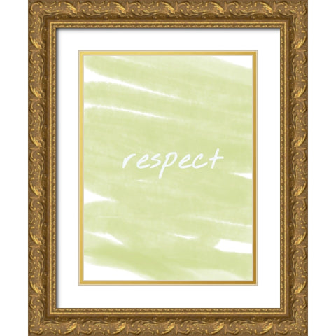 Respect Paint Lime Gold Ornate Wood Framed Art Print with Double Matting by Hogan, Melody